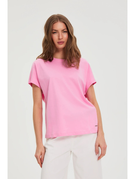 Moodo Bluză din bumbac roz cu mâneci scurte Moodo