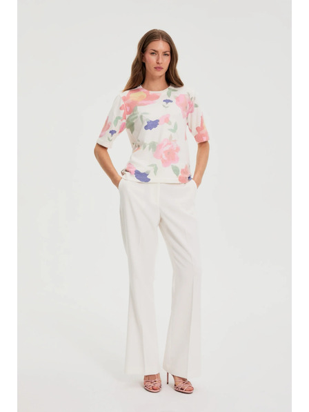 Moodo Pantaloni cu pernele largi în margine alb Moodo