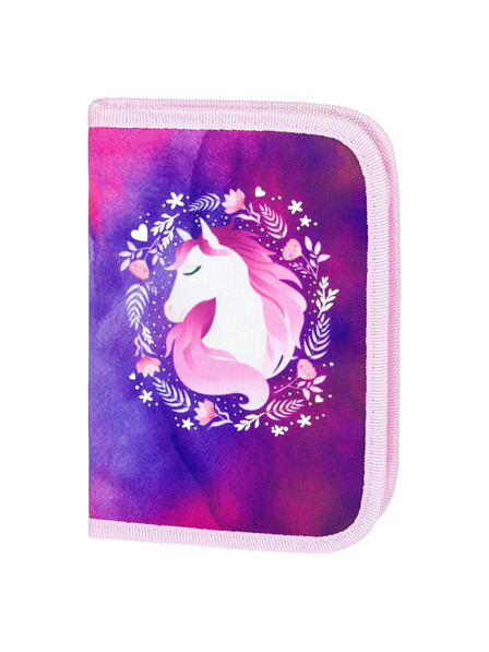 BAAGL  Geantă școlară violetă pentru creioane cu un singur nivel Baagl Horse