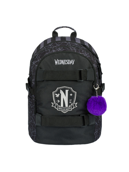 BAAGL  Rucsac negru școală Skate miercuri Nevermore Baagl