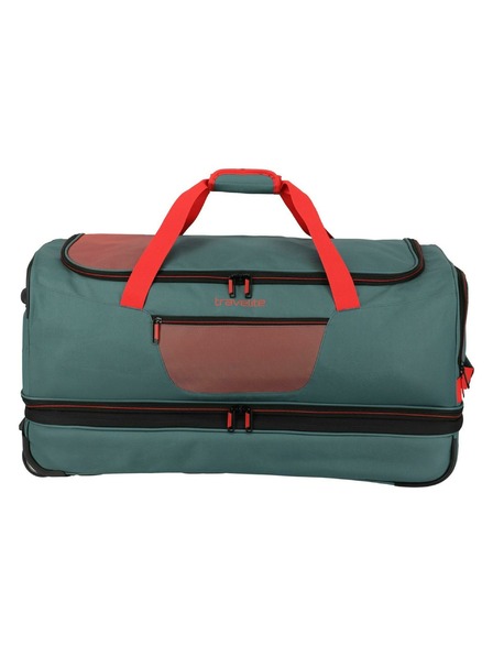 Travelite Geantă de călătorie Travelite Basics Wheeled duffle L exp Green/orange