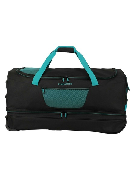 Travelite Geantă de călătorie Travelite Basics Wheeled duffle L exp Black/petrol