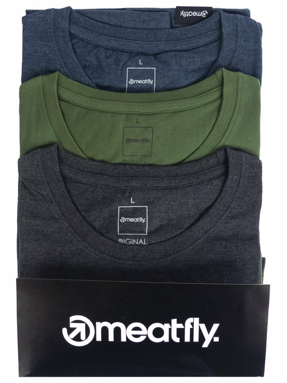Meatfly Meatfly pachet de tricouri pentru bărbați Basic Multipack Charcoal Heather/Olive/Navy Heather | Gri | Mărime
