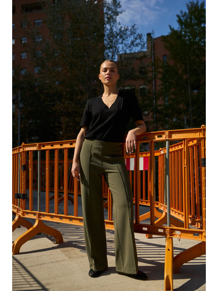 Moodo Bluză din bumbac cu decolteu în V neagră Moodo