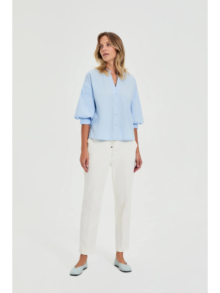 Moodo Pantaloni cu pliuri albi Moodo