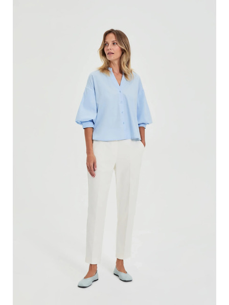 Moodo Pantaloni cu pliuri albi Moodo