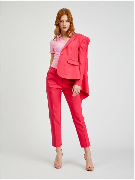 Orsay Pantaloni de damă roz închis cu curea ORSAY