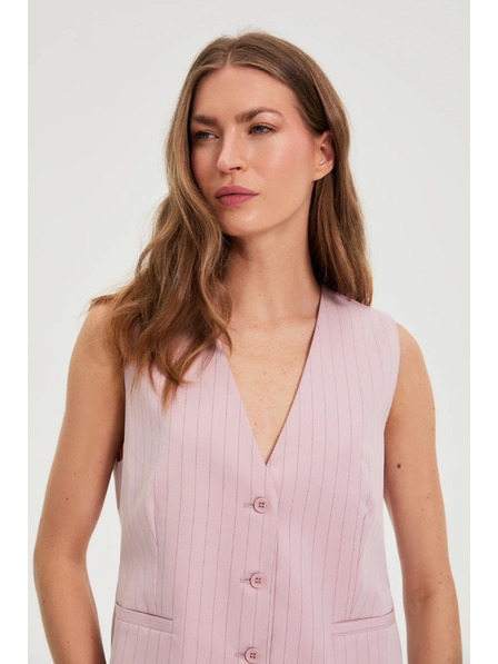 Moodo Vestă cu dungi fine roz Moodo