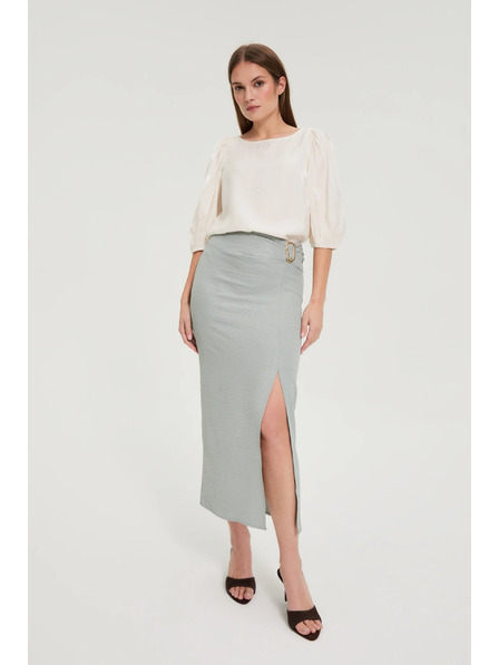 Moodo Fustă cu spărtură verde oliv Moodo