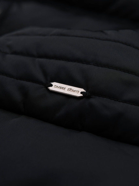 Ombre Clothing Jachetă bărbătească matlasată cu luciu și guler înălțat - negru V1 OM-JALP-0218 Ombre Clothing