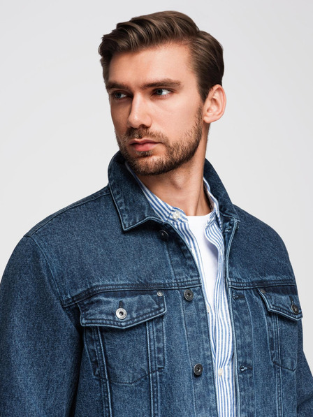 Ombre Clothing Jachetă denim bărbătească katana cu spălătură - albastru V4 OM-JADJ-0219 Ombre Clothing