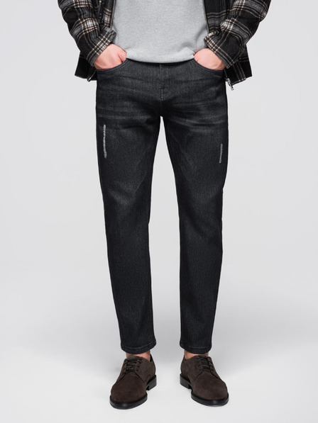Ombre Clothing Pantaloni denim bărbătești cu sfâșieturi REGULAR FIT - negru V2 OM-PADP-0241 Ombre Clothing