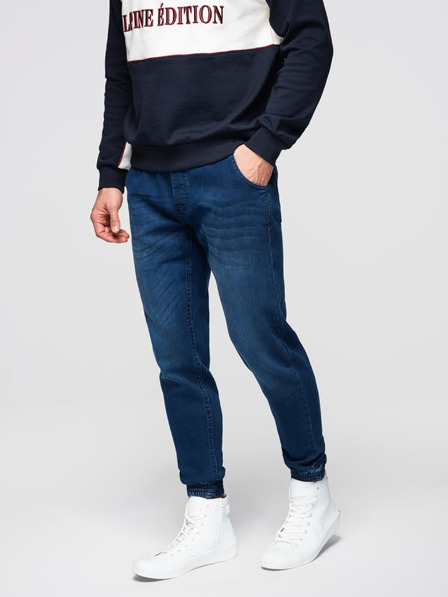 Ombre Clothing Pantaloni denim bărbătești cu talie nervurată - albastru închis V3 OM-PADJ-0242 Ombre Clothing