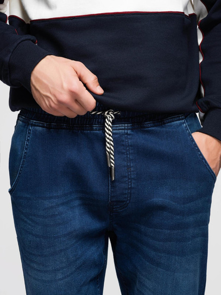 Ombre Clothing Pantaloni denim bărbătești cu talie nervurată - albastru închis V3 OM-PADJ-0242 Ombre Clothing