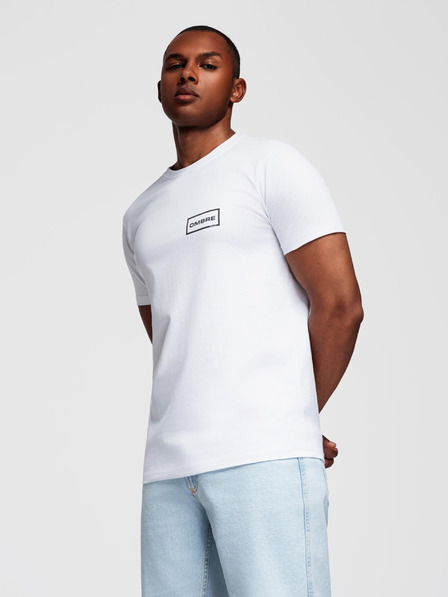 Ombre Clothing Tricou bărbătesc tricotat croială REGULAR cu imprimeu - alb V1 OM-TSPT-0231 Ombre Clothing