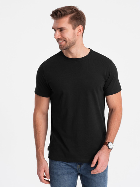 Ombre Clothing Tricou clasic din bumbac pentru bărbați BASIC - negru V1 OM-TSBS-0146 Ombre Clothing