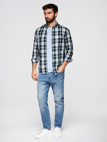 Ombre Clothing Pantaloni de blugi pentru bărbați CARROT cu rupturi - albastru deschis V1 OM-PADP-0253 Ombre Clothing