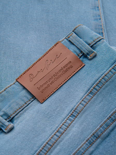 Ombre Clothing Pantaloni de blugi pentru bărbați JOGGERS cu fermoar clasic - albastru deschis V1 OM-PADJ-0265 Ombre Clothing