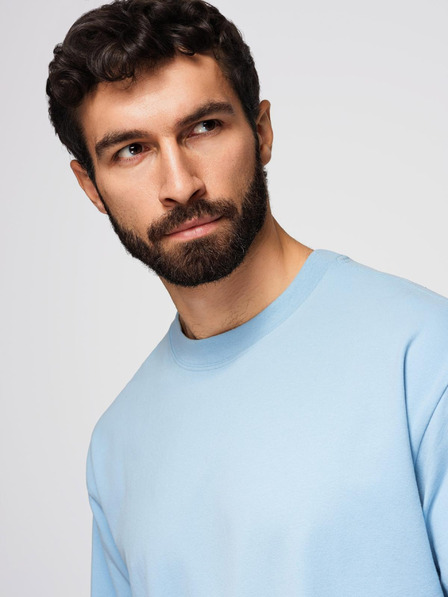 Ombre Clothing Tricou bărbătesc din bumbac LOOSE FIT cu decolteu rotund - albastru V7 OM-TSBC-0267 Ombre Clothing