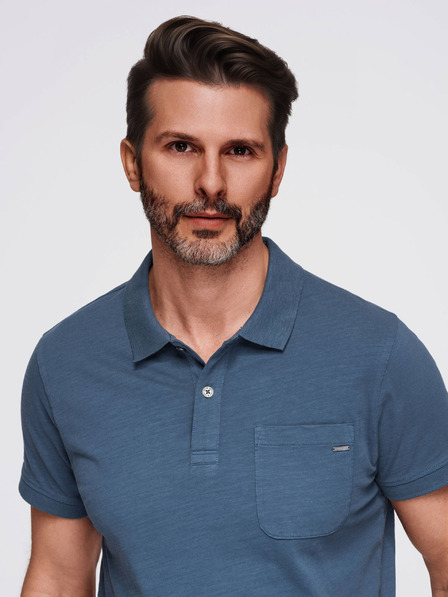 Ombre Clothing Tricou polo bărbătesc cu nasturi decorativi - albastru închis V8 S1744 Ombre Clothing