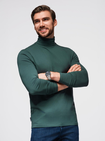 Ombre Clothing Gulerul bărbătesc cu mânecă lungă - verde închis V7 OM-OM-LSCL-0130 Ombre Clothing