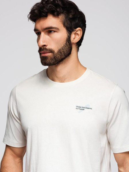 Ombre Clothing Tricou bărbătesc cu imprimeu mic pe piept - alb V3 OM-TSPT-0258 Ombre Clothing