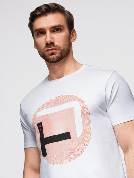 Ombre Clothing Tricou bărbătesc cu imprimeu mare - alb V1 OM-TSPT-0245 Ombre Clothing