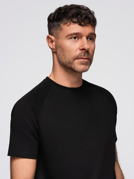 Ombre Clothing Tricou bărbătesc COMFORT FIT cu mâneci raglan - negru V2 OM-TSCT-0240 Ombre Clothing