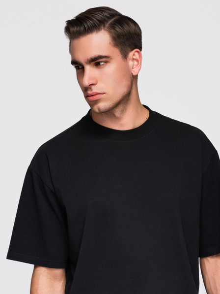 Ombre Clothing Tricou bărbătesc din bumbac LOOSE FIT cu gât rotund - negru V1 OM-TSBC-0267 Ombre Clothing