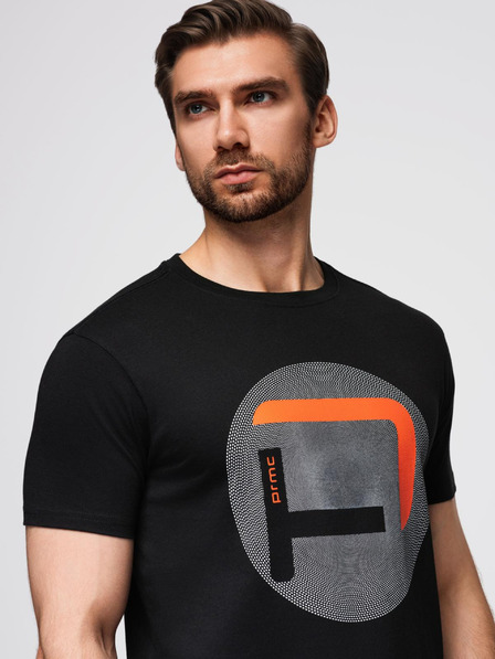 Ombre Clothing Tricou bărbătesc cu imprimeu mare - negru V2 OM-TSPT-0245 Ombre Clothing