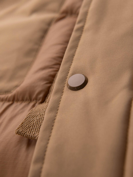 Ombre Clothing Jachetă lungă matlasată pentru bărbați cu buzunare mari - bej V2 OM-JALJ-0308 Ombre Clothing