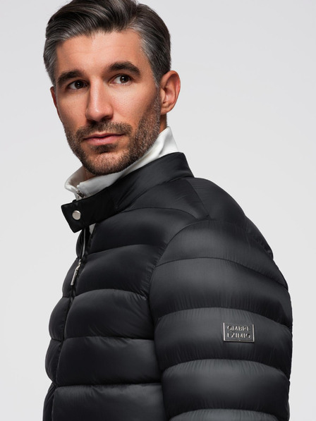 Ombre Clothing Jachetă clasică matlasată pentru bărbați cu guler înalt - neagră V1 OM-JALP-0261 Ombre Clothing