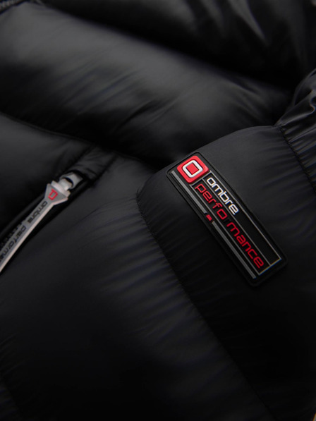 Ombre Clothing Jachetă modernă matlasată pentru bărbați din materiale combinate - neagră V1 OM-JAHP-0303 Ombre Clothing