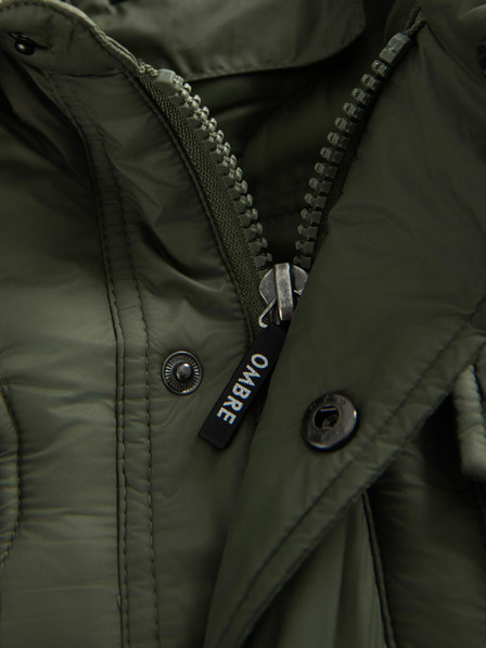 Ombre Clothing Jachetă matlasată pentru bărbați cu tăiatur tip cămașă - verde măsliniu V2 OM-JALP-0215 Ombre Clothing