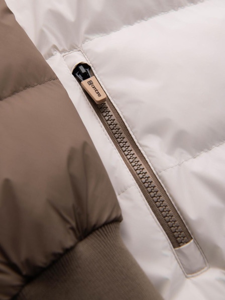 Ombre Clothing Jachetă sport retro colorată pentru bărbați - bej și albă V2 OM-JALP-0296 Ombre Clothing