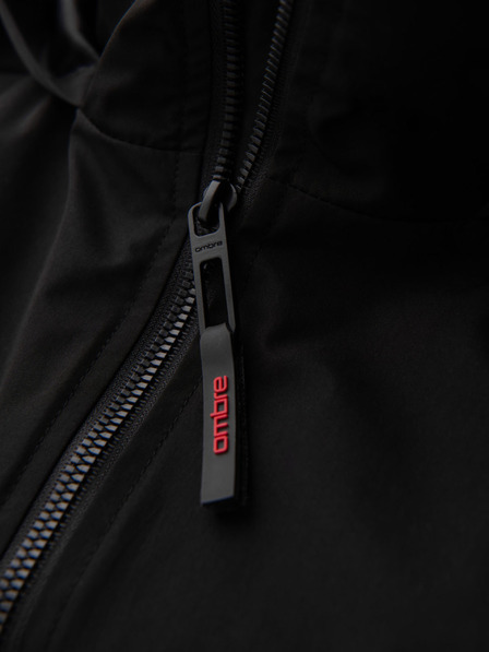 Ombre Clothing Jachetă pentru bărbați cu glugă și guler înalt - neagră V1 OM-JANP-0222 Ombre Clothing