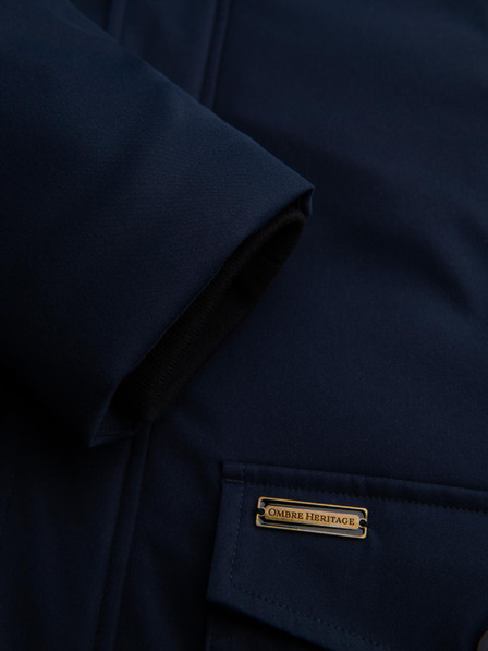 Ombre Clothing Parka elegantă pentru bărbați cu buzunare și glugă - albastru închis V2 OM-JAPJ-0287 Ombre Clothing