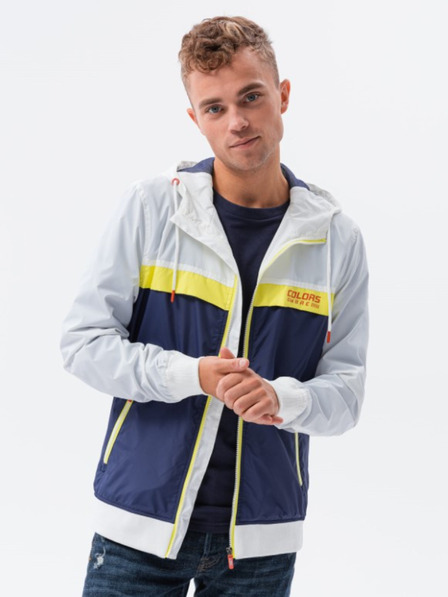 Ombre Clothing Jachetă vântuie pentru bărbați cu glugă 438C - albastru închis V1 Ombre Clothing