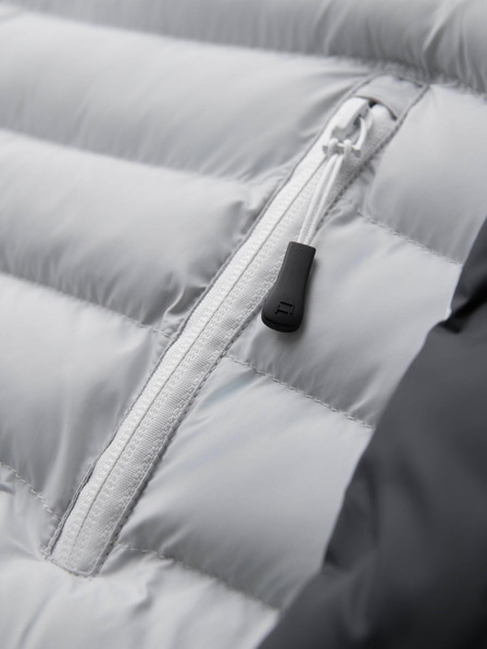 Ombre Clothing Jachetă matlasată pentru bărbați cu glugă detașabilă - gri grafit și albă V3 OM-JALP-0206 Ombre Clothing