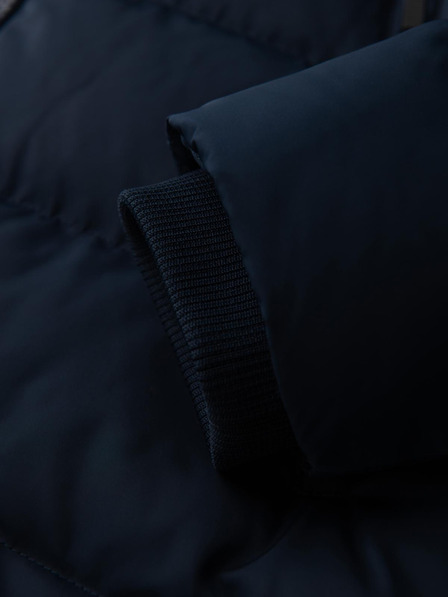 Ombre Clothing Jachetă pentru bărbați cu matlasare asimetrică și glugă - albastru închis V4 OM-JAHP-0304 Ombre Clothing