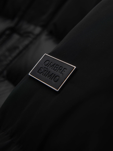 Ombre Clothing Jachetă matlasată pentru bărbați cu guler înalt și glugă - neagră V1 OM-JALJ-0266 Ombre Clothing