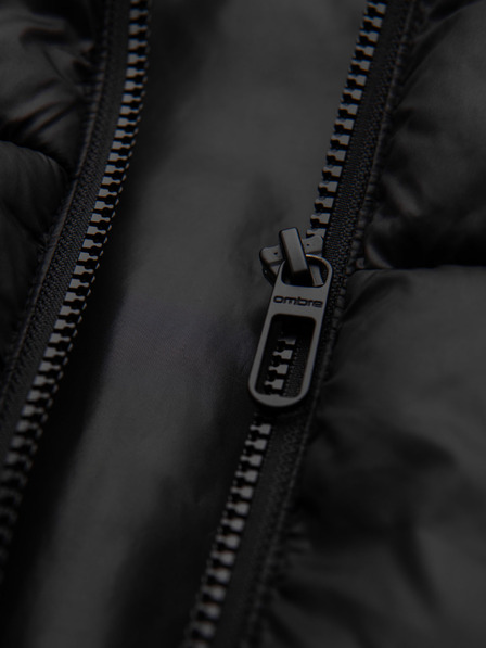 Ombre Clothing Jachetă matlasată pentru bărbați cu glugă - neagră V1 OM-JAHP-0235 Ombre Clothing
