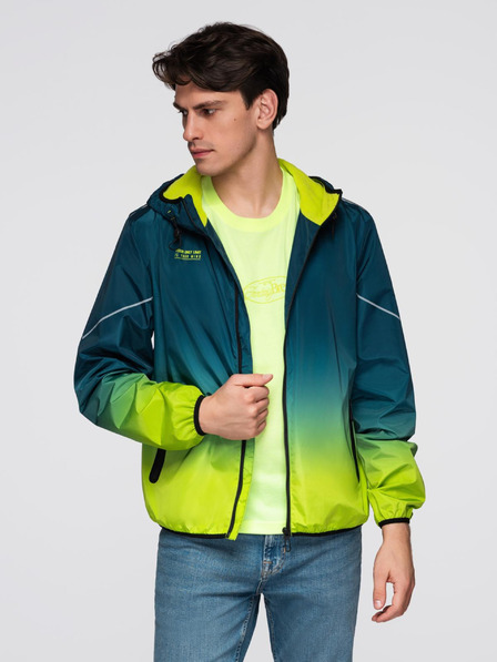 Ombre Clothing Jachetă sport pentru bărbați cu elemente reflectorizante și căptușeală din fleece - turcoaz și verde deschis V1 C641 Ombre Clothing