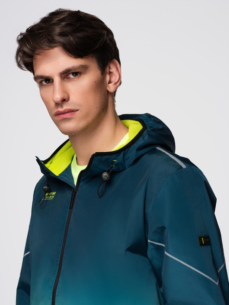 Ombre Clothing Jachetă sport pentru bărbați cu elemente reflectorizante și căptușeală din fleece - turcoaz și verde deschis V1 C641 Ombre Clothing