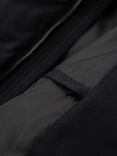 Ombre Clothing Jachetă matlasată lungă pentru bărbați cu glugă - neagră V1 OM-JALJ-0264 Ombre Clothing
