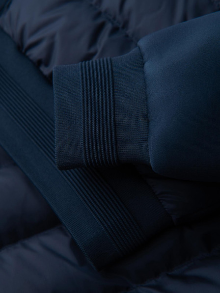 Ombre Clothing Jachetă bomber matlasată cu glugă și mâneci tricotate - albastru închis V2 OM-JALP-0298 Ombre Clothing