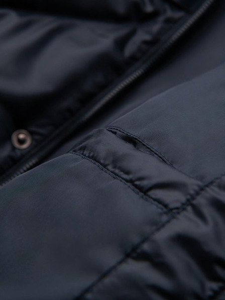 Ombre Clothing Jachetă cu glugă pentru bărbați și matlasare geometrică în formă de romb - albastru închis V2 OM-JAHP-0237 Ombre Clothing