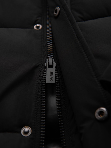 Ombre Clothing Jachetă matlasată lungă de iarnă pentru bărbați cu glugă - neagră V1 OM-JALJ-0309 Ombre Clothing