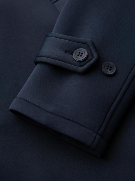 Ombre Clothing Palton minimalist pentru bărbați de lungime medie cu glugă - albastru închis V5 OM-COLC-0144 Ombre Clothing