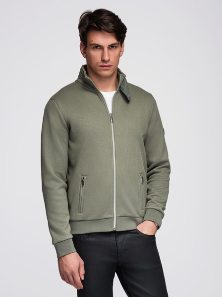 Ombre Clothing Jachetă tricotată cu căptușeală din fleece și guler înalt - khaki V3 C645 Ombre Clothing